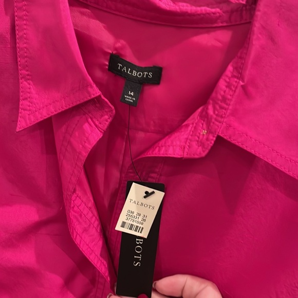 Talbots Fuchsia Parachute Button Down Belted dress SZ14 - Picture 2 of 4